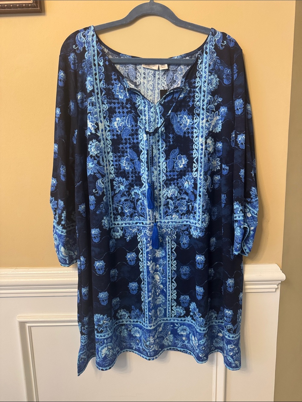 Avenue Blue Floral Boho Tunic PTP 24-28